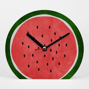 Fruity fresh table clock - watermelon - summer feeling for home - juicy red and green - with seeds like before - cool decoration - 15 cm