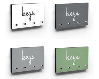 Colored key board Keys - Key board with lettering - Large selection of colors - Beautiful typography in curved font - 3, 4 or 5 hooks