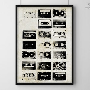 ArtPrint | Mix Tape | Retro | Vintage | Street Art Style | Cassettes | 80s | Large and small format | Poster | Print | Mural | Decoration