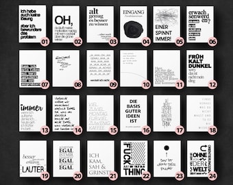 Quote poster - Typoprint - 24 sayings to choose from - Funny, cool, positive sayings in many formats from small to large - Beautiful design