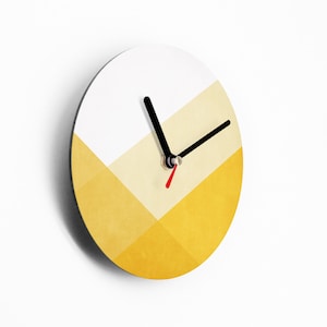 Small Wall Clock 15 cm - Soft Color Style - Yellow Light Yellow White - Cute Decoration - Perfect Gift - Mini Kitchen Clock - Quiet Movement