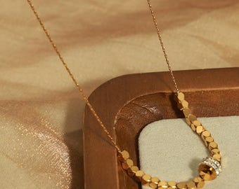 Gold Necklace with Zircon for Women | Elegant Minimalist Jewelry Gift | Wedding, Anniversary, Graduation, Bridesmaid, Birthday, Self Gift