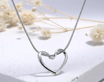 925 Sterling Silver Heart Necklace | Delicate Minimalist Jewelry for Her | Romantic Gift for Anniversary, Wedding, Valentine's Day, Birthday