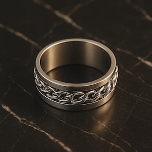 Keltische spinnerring voor heren in 925 sterlingzilver, kettingring met minimalistische stijl, cadeau voor vriend, echtgenoot of vader | Verjaardag, jubileum