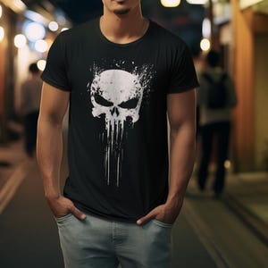 Punisher T-Shirt Unisex T-Shirt mit Rundhalsausschnitt, Für Herren und Damen T-Shirt, T-Shirt für Punisher, Punisher bedrucktes T-Shirt