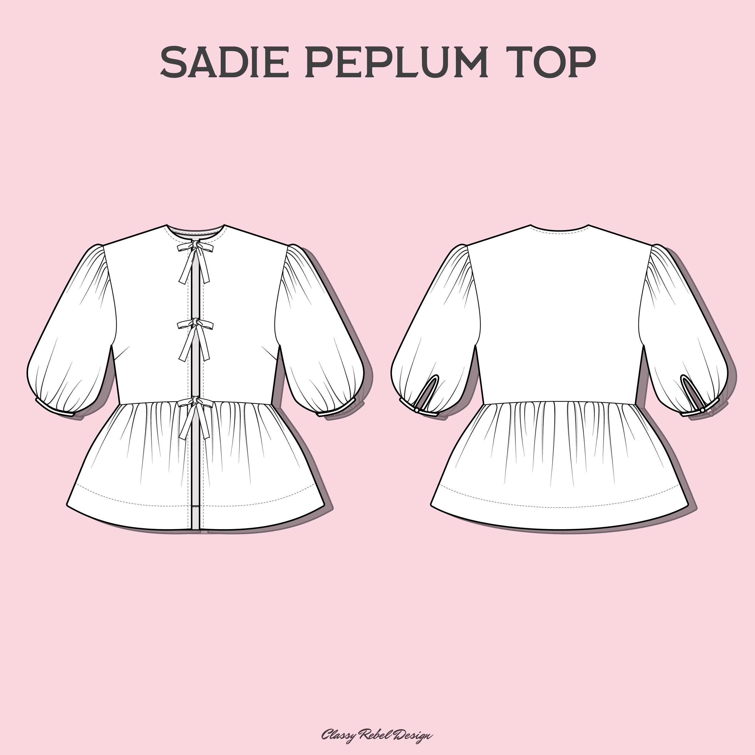 Puff Sleeve Peplum Blouse PDF Pattern - Sadie - Etsy