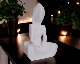 3D-geprint meditatiebeeldje: modern wit geometrisch zendecor