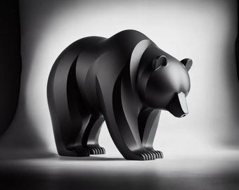 Escultura de oso negro impresa en 3D: decoración minimalista moderna para el hogar