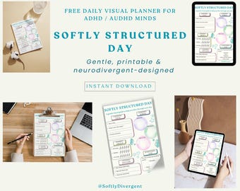 Kostenloser ADHS Tagesplaner | Soft Visuelle Printable für Neurodivergente Köpfe