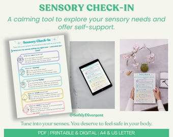Page d'enregistrement sensoriel neurodivergent | Soins personnels imprimable (PDF)