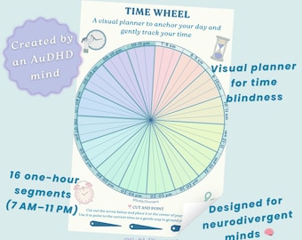 ADHS Zeitblindheits-Planer: Visueller Stundenplan für Neurologisch unterschiedliche Köpfe (druckbare PDF)