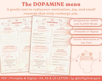 ADHD AuDHD Dopamine Menu Planner | Gentle Motivation (Printable & Digital) | Neurodivergent Template | PDF