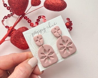 Pink Polymer Clay Earrings, Boho Earrings, Amelia in Valentine Pink