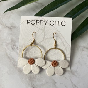 Handmade Daisy Dangle Polymer Clay Earrings