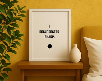 Resucité con fuerza: Cita minimalista y audaz sobre la resurrección / Arte mural digital en blanco y negro