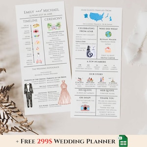 Modern Infographic Wedding Program Template | Infographic Wedding Program | Church Wedding Ceremony Program | Printable Wedding Day Program