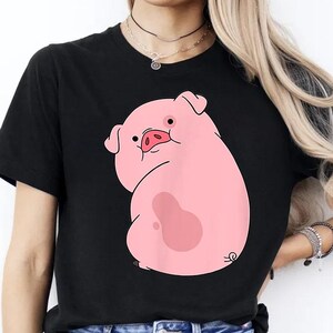 Camiseta de Disney Channel Gravity Falls: Waddles el Cerdito, adorable camiseta de dibujos animados, camiseta Disney para niños, camiseta de viaje para adultos, regalo divertido, atuendo de Disneyland