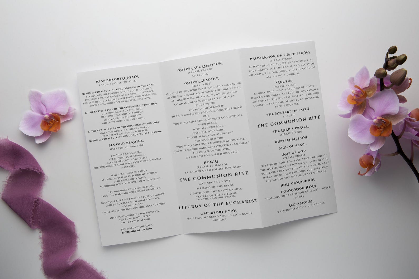 Catholic Mass Wedding Program Template Watercolor Venue, Trifold ...