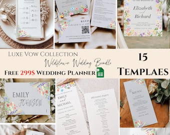 Wildflower Wedding Sign Bundle: Editable Canva Templates (Digital Download