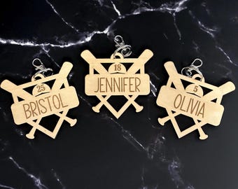 Personalized Baseball / Softball Keychain