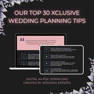 Top 30 Wedding Planning Tips | Bride Guide | Printable List | Laptop, Tablet & Mobile Friendly | Bridal Shower Gift Idea