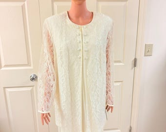 NWT Vintage Plus Size 18W Lauren Michaels 1 Piece Ivory Lace Dress Elegant 2nd Wedding Mother of the Bride Groom Formal Church Suit Gown USA