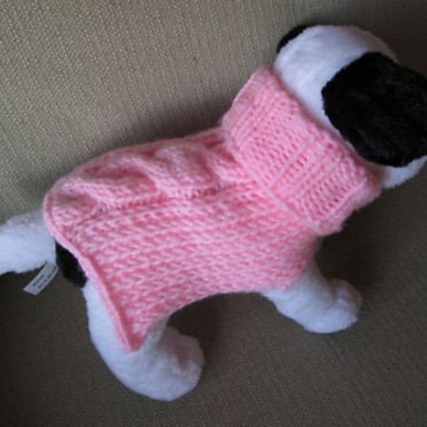 Hand Knit Toy Teacup Dog Sweater Coat Pink XS Extra Small