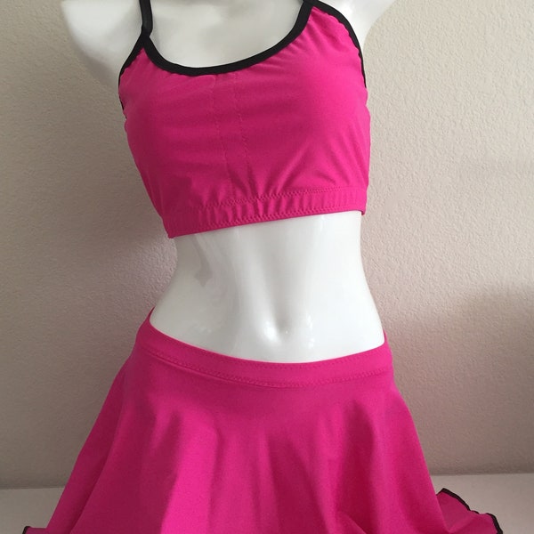 LeoLines, LLC ™ - ROSE PINK 2-Piece Bathing Suit with Skirt Made for Transgender Girls/Women - Tops and Bottoms sold separately