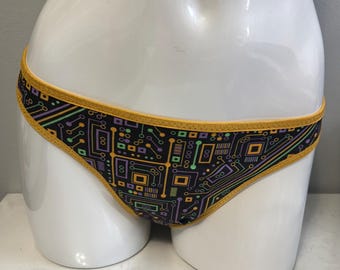 LeoLines, LLC ™ COTTON Circuit Board Print Underwear/Bra Made for Transgender Girls/Women - Choose trim color - Panty & Bra sold separately