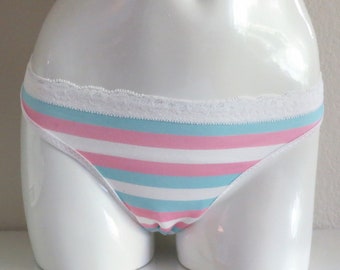 LeoLines, LLC ™  Transgender FLAG Print with Lace Trim Panties Underwear Made for Transgender Girls/Women M2F mtf