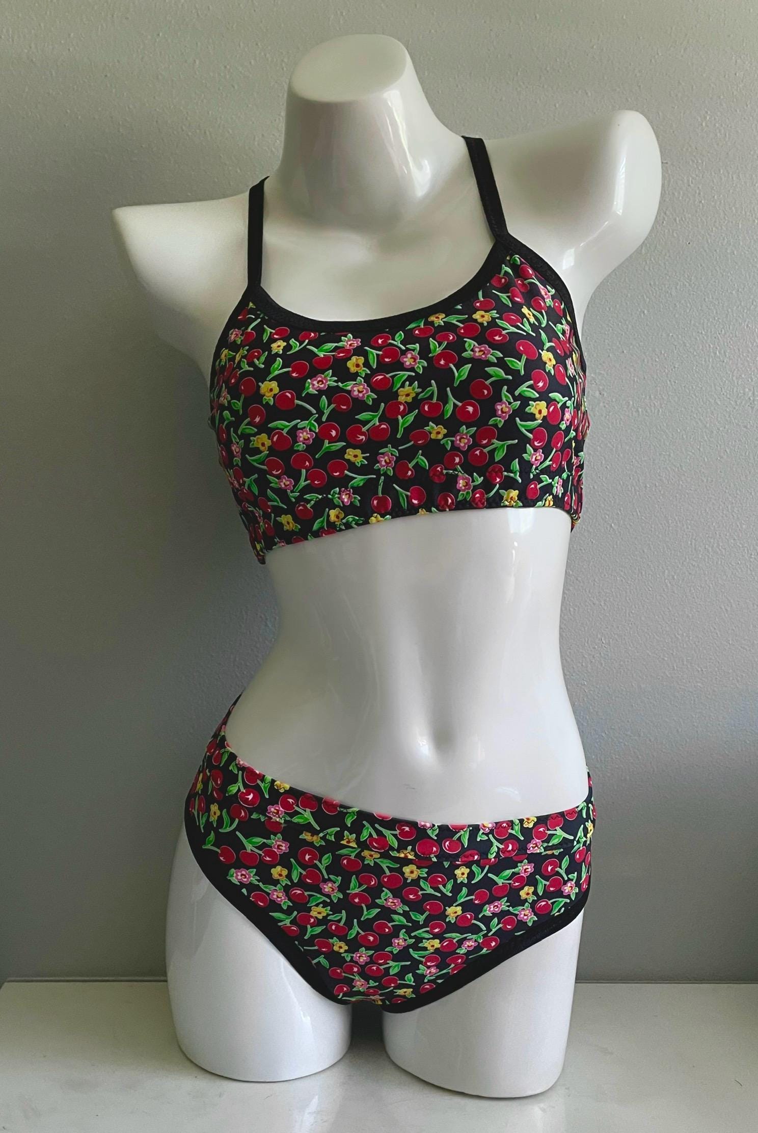 LeoLines, LLC ™ Black Cherry 2-Piece Bathing Suit Made for Transgender Girls/Women - Child to Adult - Tops and Bottoms sold separately