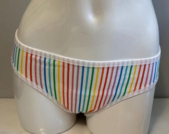 LeoLines, LLC ™ Size AXL Brief - COTTON Rainbow Stripes Print Panties Underwear Made for Transgender Girls/Women mtf M2F