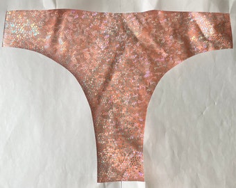 LeoLines, LLC ™ 10% OFF Shiny Foil LYCRA Peach/Orange Broken Glass Panties Underwear Made for Trans Girls/Women M2F mtf -Panties, Sport Bras
