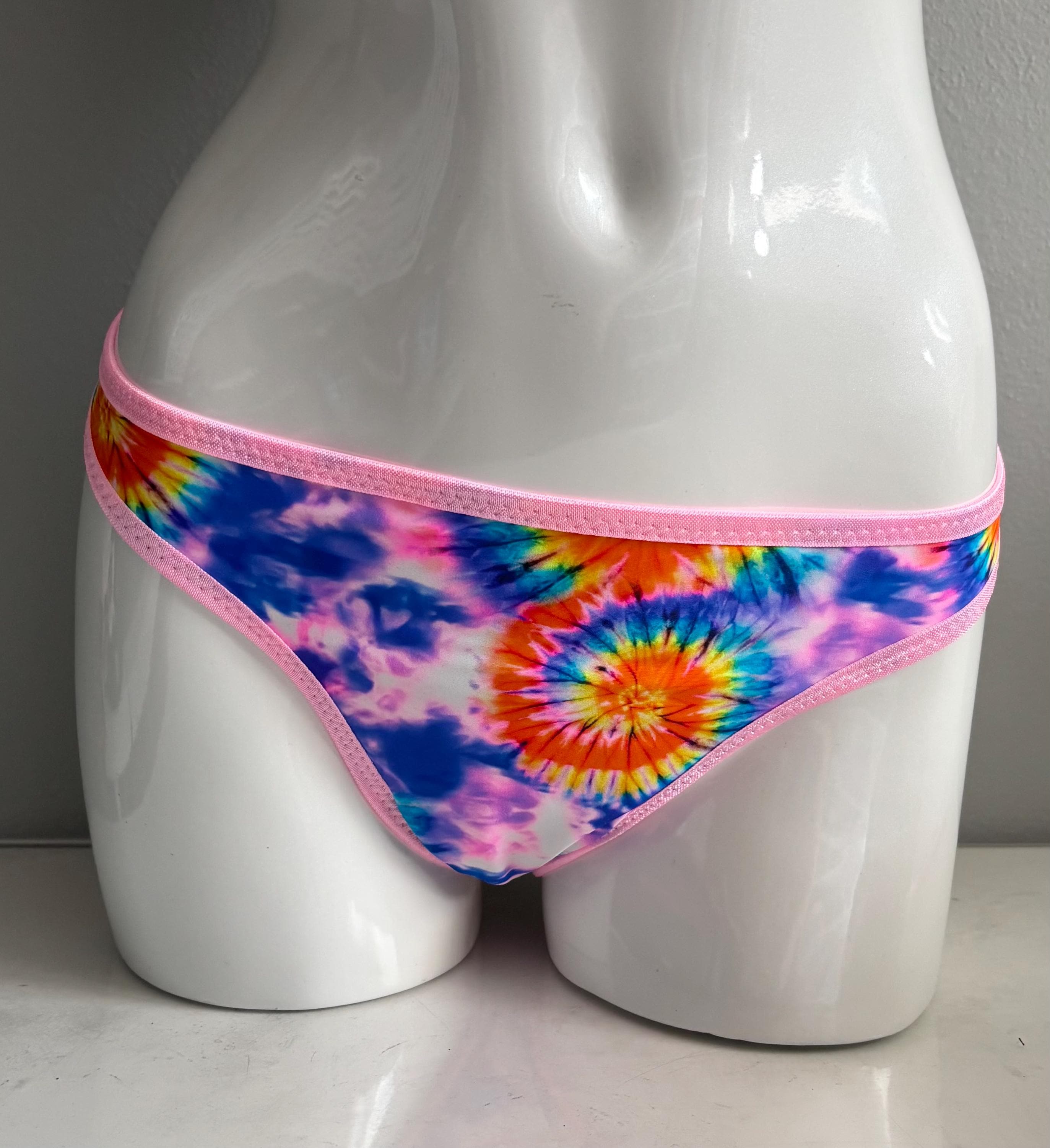 LeoLines, LLC ™ Lycra Fabric Tie-Dye Print Underwear/Bra Made for Transgender Girls/Women mtf-Choose trim color-Panty & Bra sold separately