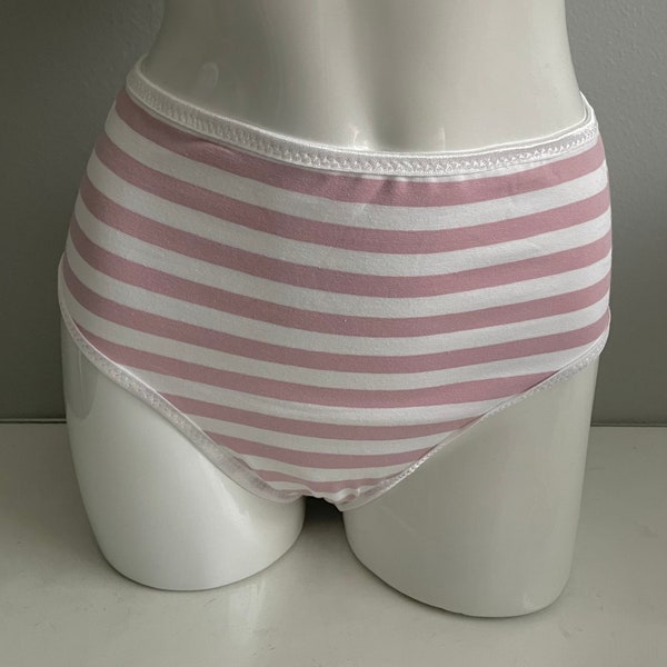 LeoLines, LLC ™ COTTON Dusty Rose Stripes (1/2-inch) Underwear for Trans Girls/Women M2F mtf - Panty/Bra - Anime, Cosplay, Pantsu, Shimapan