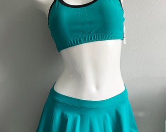 LeoLines, LLC ™ - JADE 2-Piece Bathing Suit with Skirt/Black Trim Made for Transgender Girls/Women - Tops and Bottoms sold separately