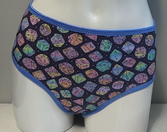 LeoLines, LLC ™ Sous-vêtements/soutien-gorge en coton imprimé dés pour les joueurs conçus pour les filles/femmes transgenres - Couleur de bordure au choix - Culotte et soutien-gorge vendus séparément