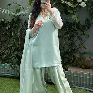 3pc Farshi Shalwar Dress | Ready to Wear Pakistani Outfit | Hand Embroidered Sheesha Silk Dress | Custom Size | Eid/Party Wear