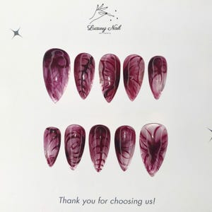 Evil Pink Butterfly Nails – Handmade Pink Press-On Nails with 3D Blood Bow & Black Butterfly, Spooky Elegant Gift for Her this Halloween