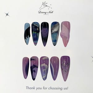 Dragon Trainer Press-On Nails – Handmade Pink Nail Art Inspired by Night Fury and Light Fury, Unique Cosplay Style or Gift for Her