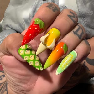 Fresh Fruit Press-On Nails: Colorful Summer Manicure Set