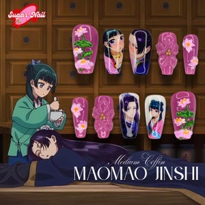 Jin.shiii and Maoo.maooo in The Apo.the.cary Dia.ries, Royal Palace Nails, Anime Couple Nails, Cute Nails, Maoo Nail, Otaku Cosplay Nail