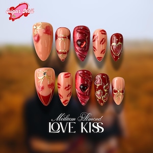 Valentines Day Nail Decals | Red Hearts, Love Letter Waterslide Nail Art | Kiss & Heart Nail Stickers | Cute Valentine Gift