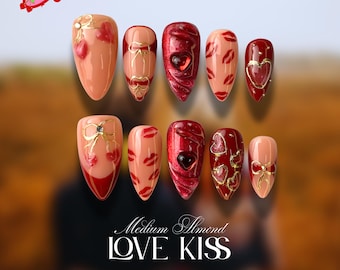 Valentines Day Nail Decals | Red Hearts, Love Letter Waterslide Nail Art | Kiss & Heart Nail Stickers | Cute Valentine Gift