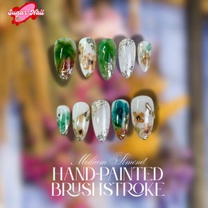 Van Gogh Oil Painting Style Retro Nails | Hand-Painted Press On Nails | Artistic Floral Design | Yellow Summer Nails| Gift Idea