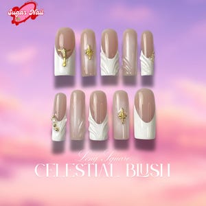 Daily Nail With Pink White Press On Nails – Long Almond Basic Nails with Subtle, Handmade Everyday Nail Set for Casual or Friend Hangouts