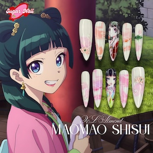 Apothecary Diaries Anime Press-On Nails: Otaku Cosplay, Green Accent