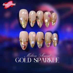 Super Glittery Aurora Gem Crystal Nail Press On, Fake Nails, Aura Ombre Nail, Handmade Gel Nails, Jelly Nails Gifts For Her
