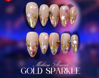 Uñas postizas súper brillantes Aurora Gem Crystal, uñas artificiales, uñas Aura Ombre, uñas de gel hechas a mano, uñas de gelatina, regalos para ella.