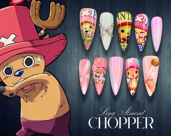 Tony Tony Chopper Press On Nails | One Piece Anime Nails | Cute Otaku Cosplay Nail Art | Kawaii Press Ons | Gift for Anime Lovers